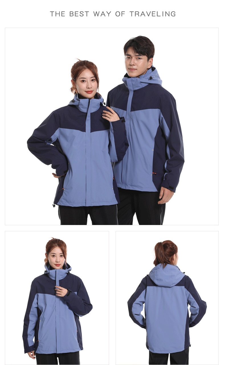 ActiveGo Outdoor Jacket 3-in-1 Set For Men And Women Detachable Windproof Waterproof Workwear Hiking Suit_voghion.com