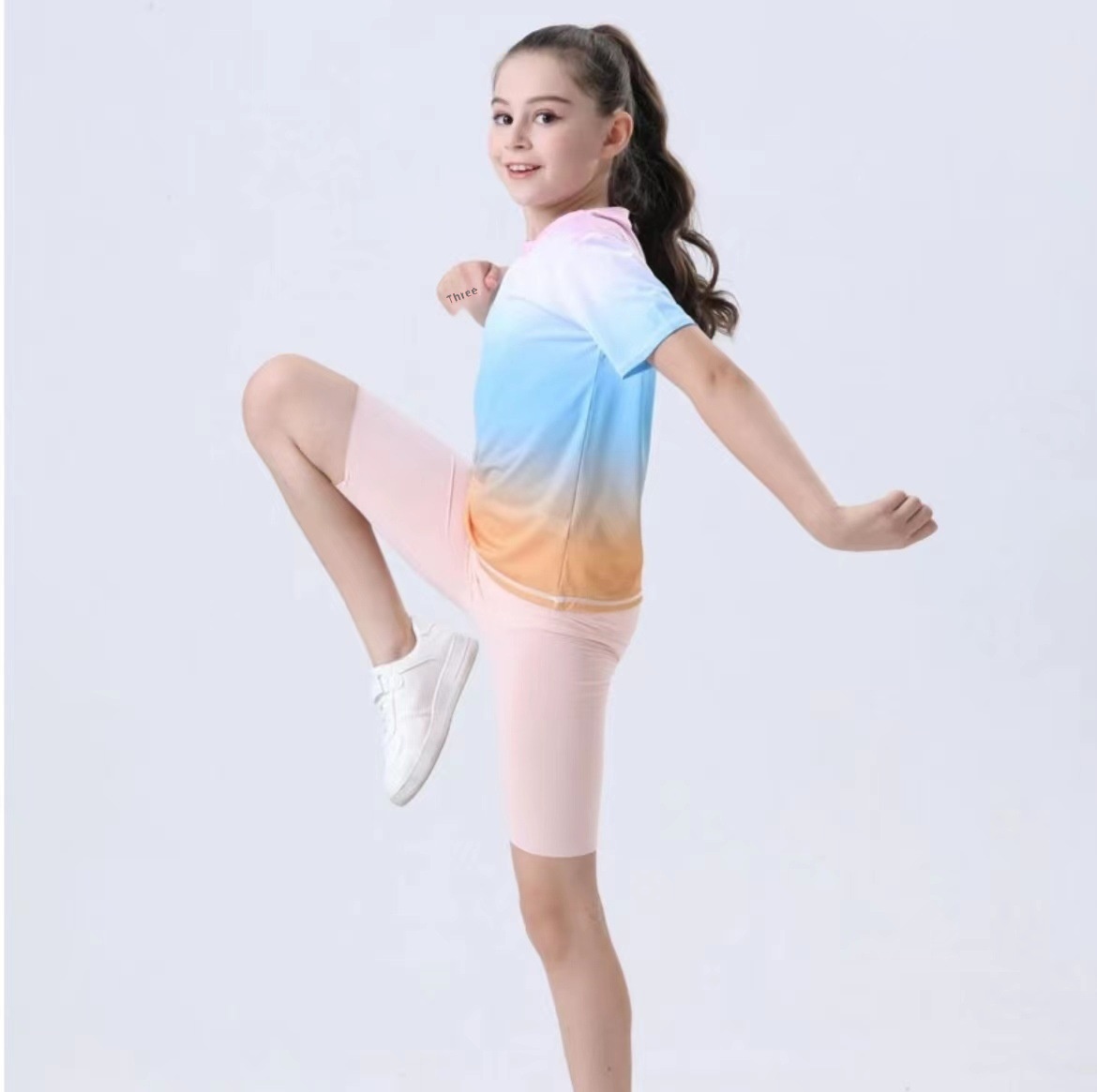 ActiveGo Summer Thin Girls Children Ice Silk Short Sleeve Quick-Drying Breathable Yoga Outdoor Casual Sports Training Fitness_voghion.com