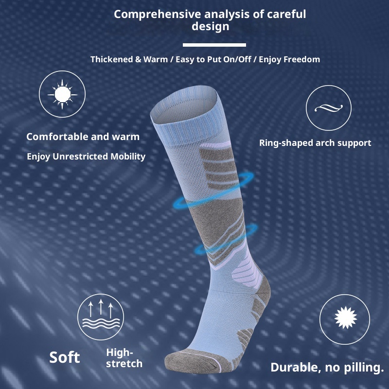 ActiveGo ActiveGo Two Wolves Cross-Border Women's Ski Sports Thickened Hiking Towel Bottom Sweat-Absorbing Warm Long Tube Socks_voghion.com
