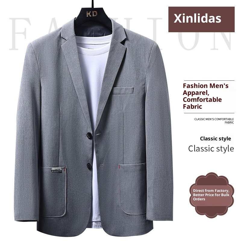 Erkekler İçin 1 Takım Elbise Ceket, Sonbahar ve Kış Yeni Stili, Erkek İş Gündelik Yün Takım Elbise, Düz Renk Kore Versiyonu Yün_voghion.com