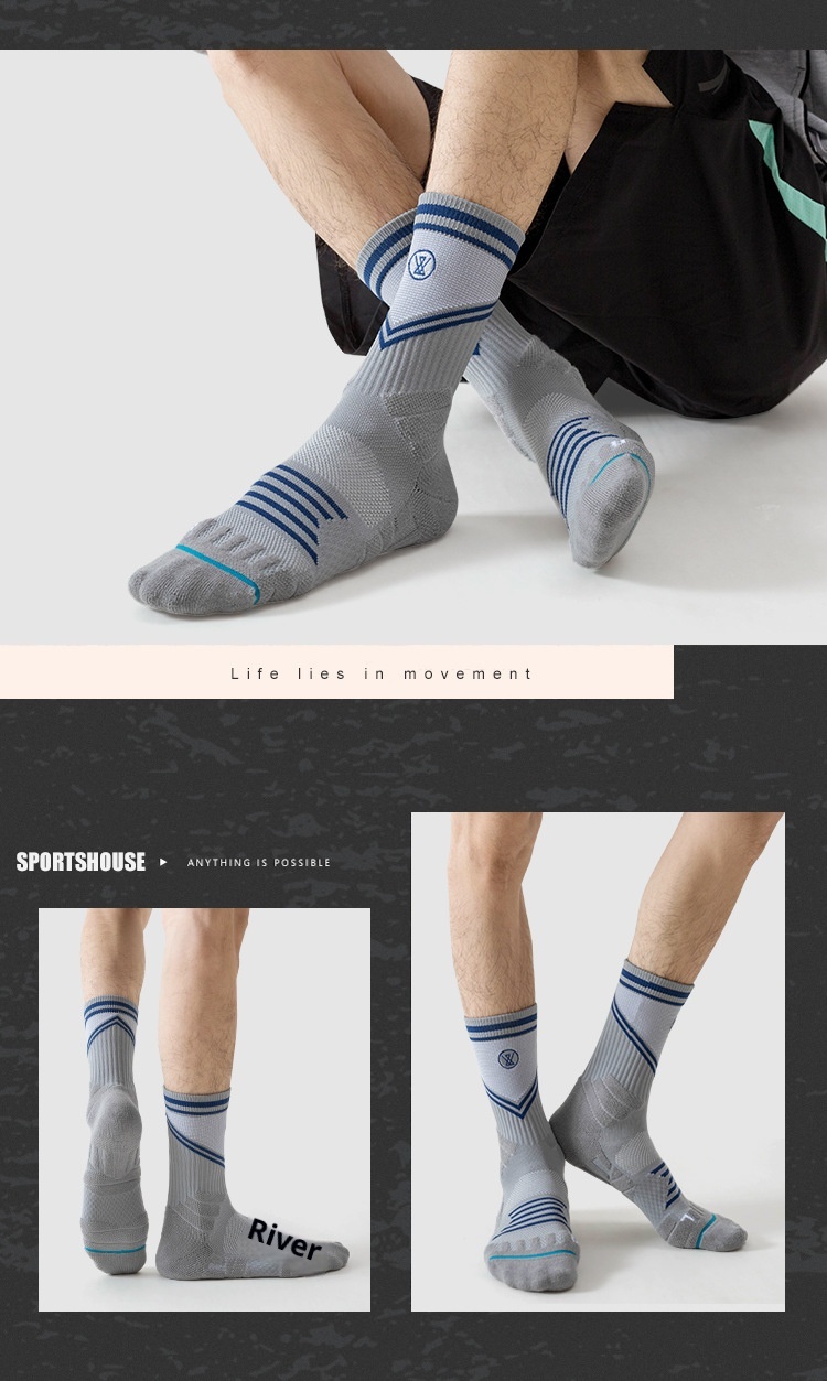 ActiveGo ActiveGo Sport's House Men's Mid-Calf Spring Summer Hiking Professional Breathable Towel Bottom Sports Socks_voghion.com