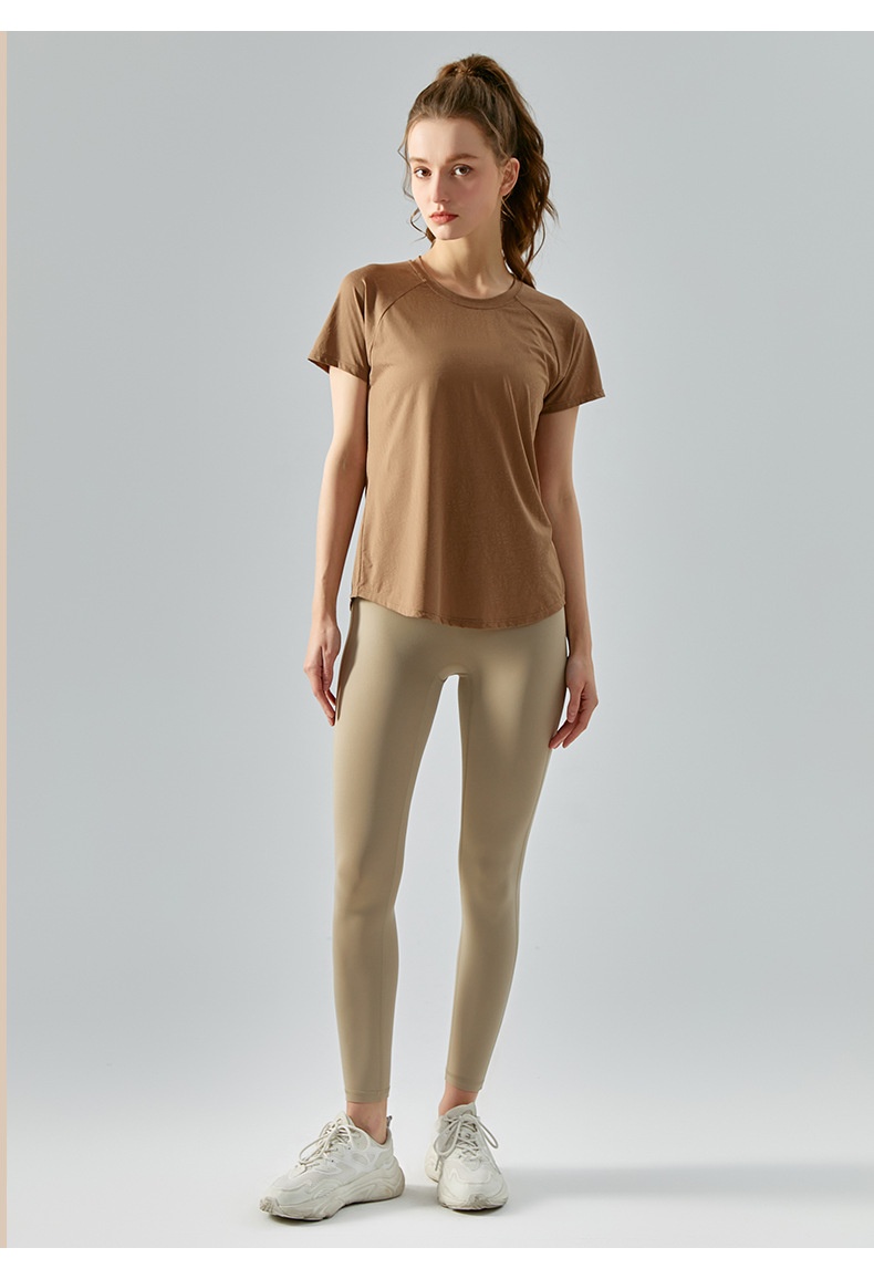 Haut ActiveGo printemps-été extérieur en jacquard jade fendu dans le dos, idéal pour le sport, le fitness et le yoga. Parfait pour les femmes._voghion.com