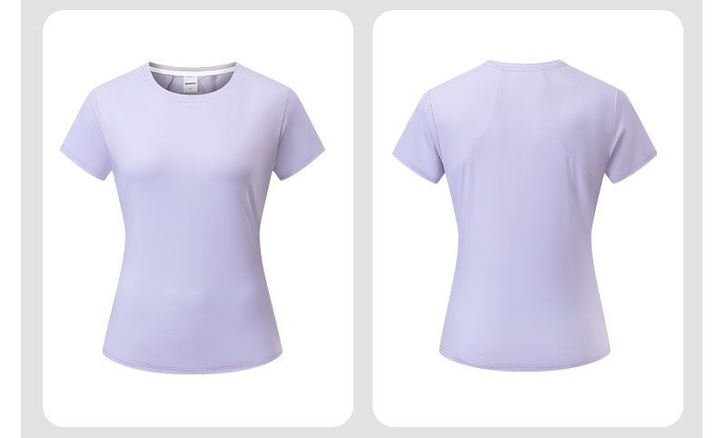 Camiseta deportiva ActiveGo de secado rápido, manga corta, ideal para fitness, fitness, tejido fino de seda de hielo con protección solar, perfecta para yoga al aire libre. Top para mujer._voghion.com