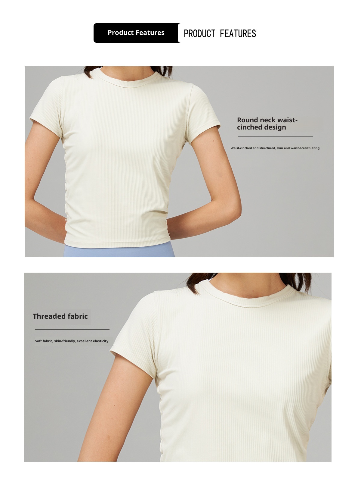 T-shirt de yoga ActiveGo Lu pour femme, séchage rapide, manches courtes, coupe ajustée, idéal pour le sport, le fitness et l'entraînement décontracté._voghion.com