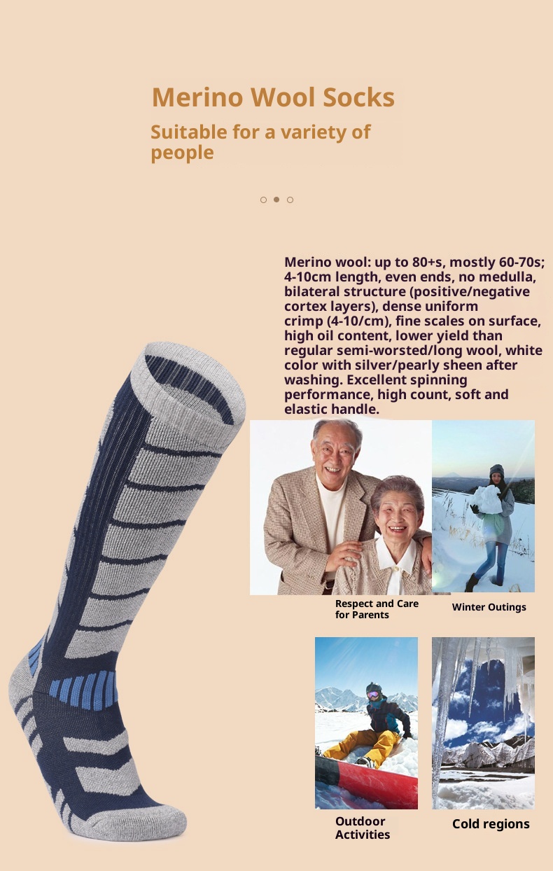 ActiveGo ActiveGo Long Snow Autunno Inverno Outdoor Sci Escursionismo Sport Asciugamano Casual Calzini da sci in lana merino_voghion.com