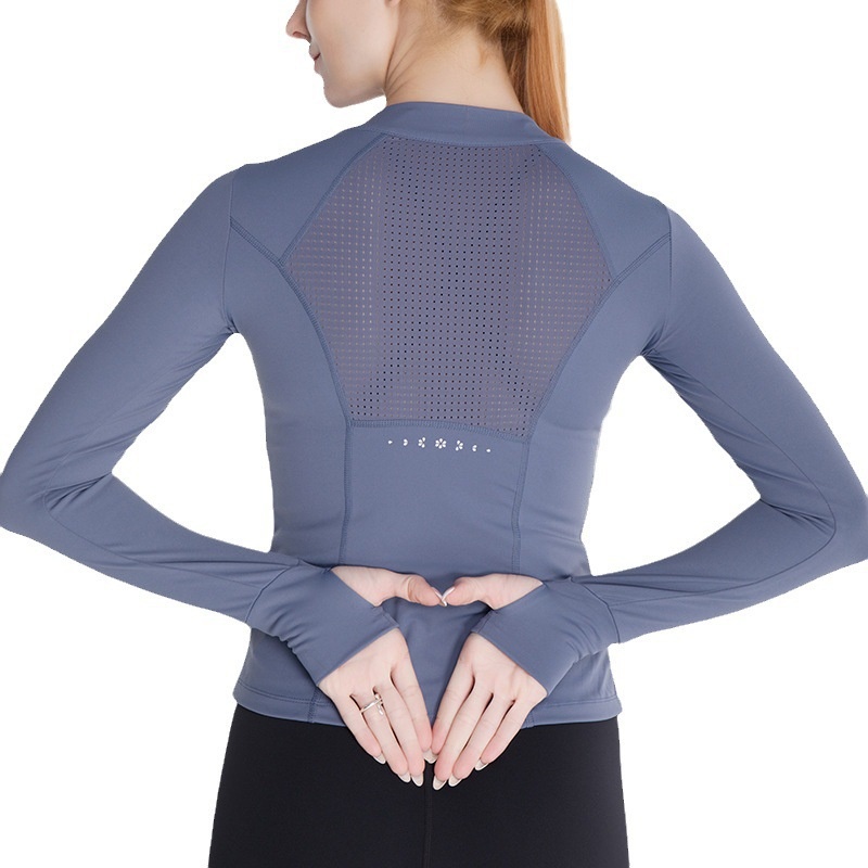 Veste de sport d'extérieur ActiveGo automne-hiver pour femme, coupe ajustée, fermeture éclair, manches longues, séchage rapide, idéale pour le fitness, la course à pied et le yoga (export)_voghion.com