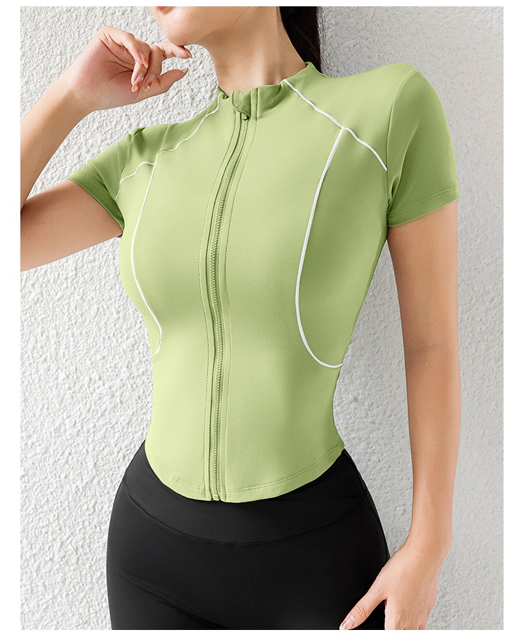 Camiseta de manga corta ActiveGo Summer Yoga, corte ajustado, ideal para fitness, running, ciclismo y entrenamiento al aire libre. Secado rápido._voghion.com