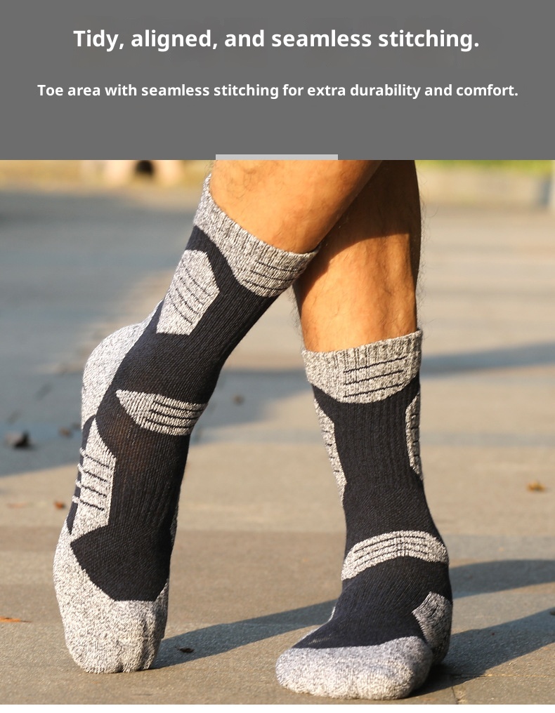 ActiveGo Two Wolves Herren-Sportsocken, mittelhoch geschnitten, mit verdickter Frotteesohle, atmungsaktiv, schweißabsorbierend und geruchshemmend._voghion.com