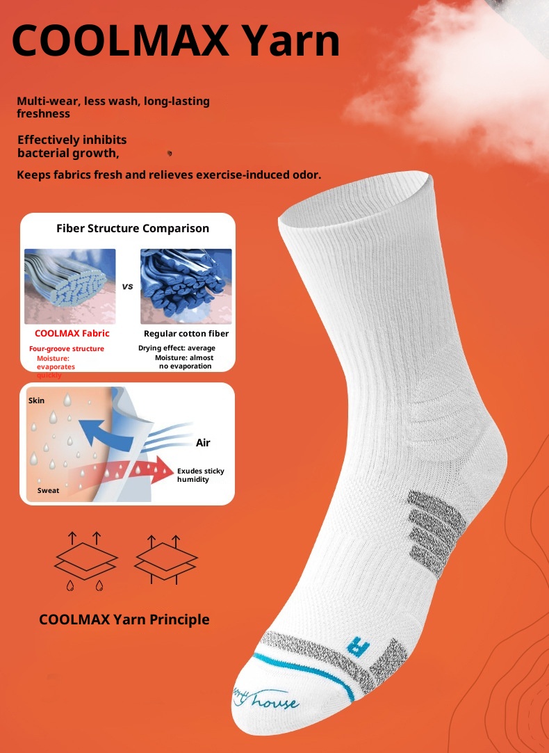 ActiveGo ActiveGo Sport's House Men's Mid-Calf COOLMAX Quick-Dry Breathable Fabric Hiking Climbing Sports Socks_voghion.com