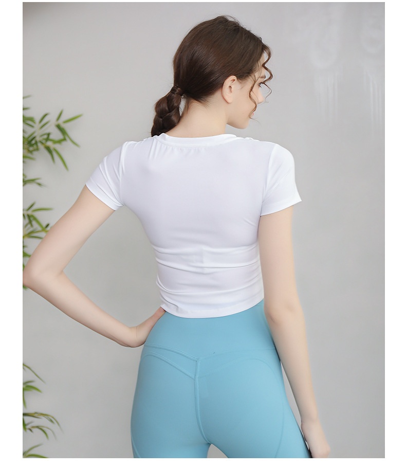 ActiveGo Lulu Outdoor - Camiseta deportiva de manga corta para yoga, con cordón, adelgazante, secado rápido, para pilates y fitness_voghion.com