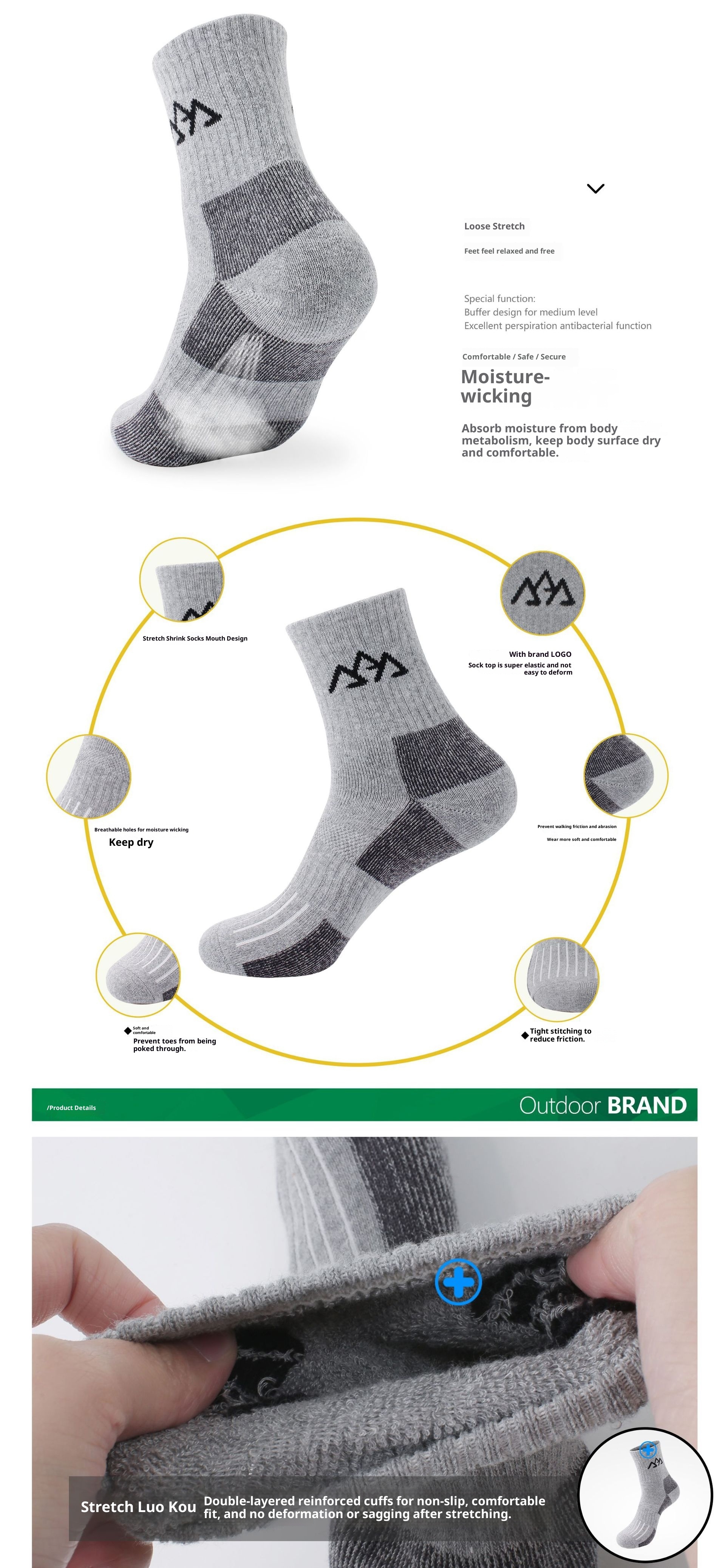 ActiveGo ActiveGo SANTO Verdickte, lange Thermosocken für Wandern, Laufen und Trekking, atmungsaktiv, geruchshemmend, schnelltrocknend, für Herren_voghion.com