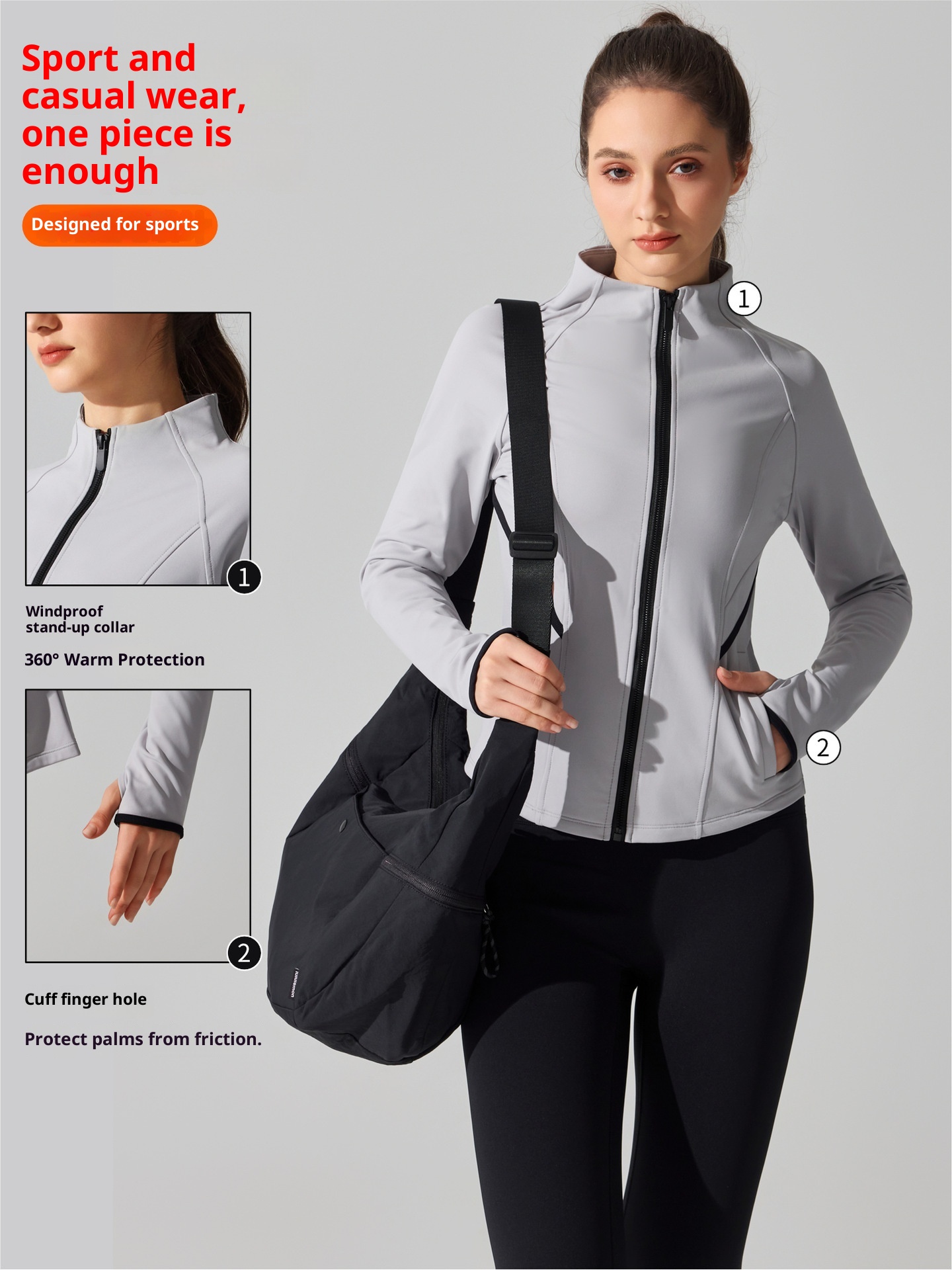 ActiveGo Cross-Border Barely-There Skin-Friendly Fleece Warm Yoga Jacket Autumn Winter Outdoor Running Workout Sports Fitness_voghion.com