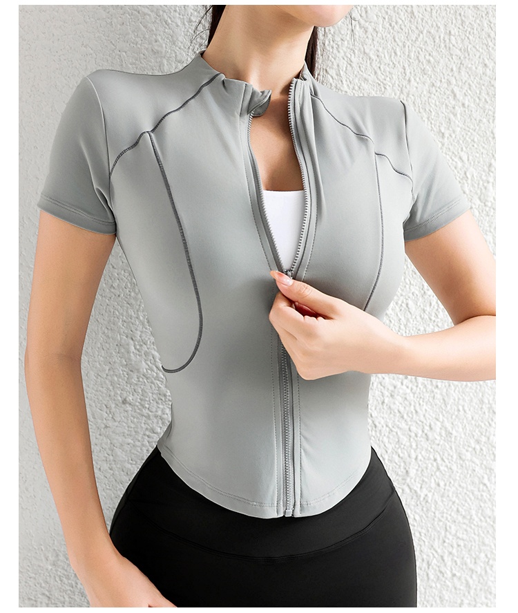 Camiseta de manga corta ActiveGo Summer Yoga, corte ajustado, ideal para fitness, running, ciclismo y entrenamiento al aire libre. Secado rápido._voghion.com