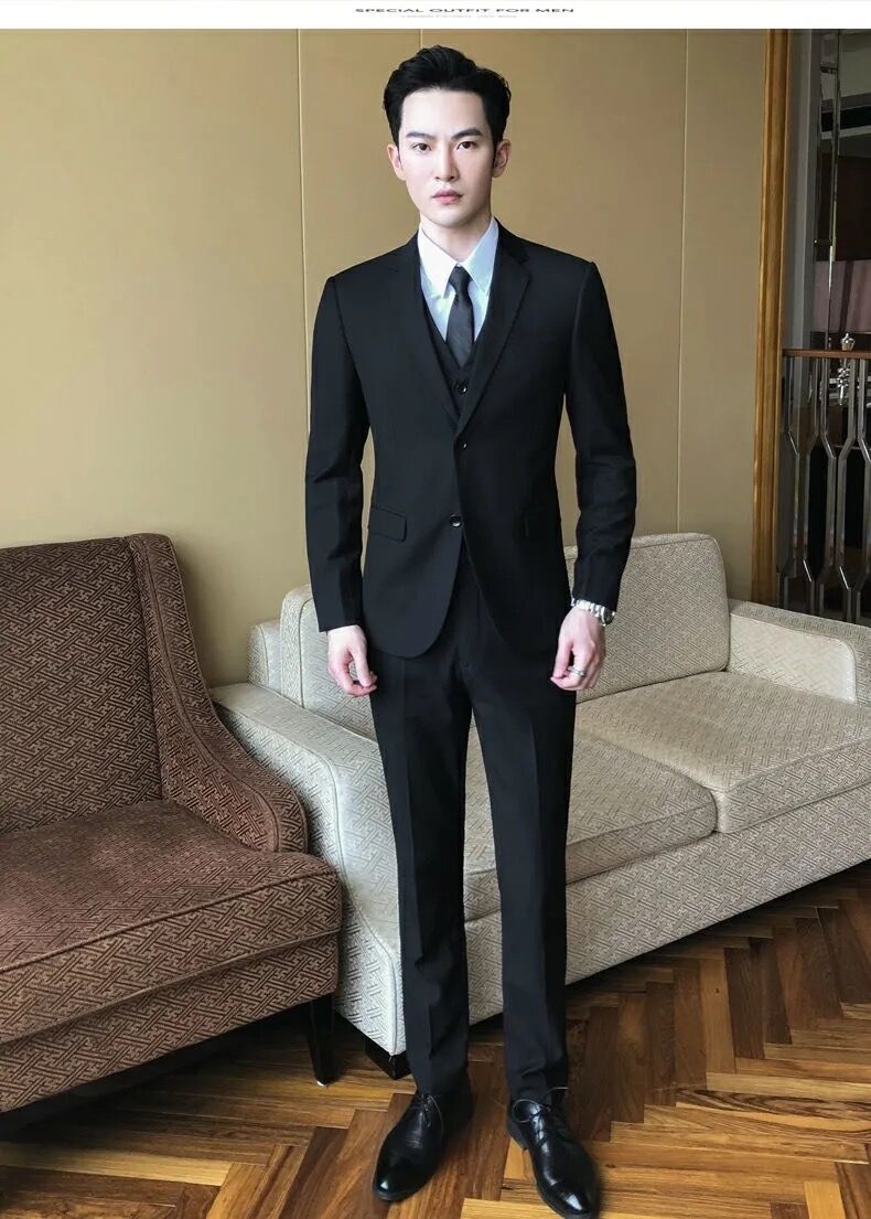 Completo da uomo in stile coreano, giacca, uniforme di gruppo, sposo, sposo, matrimonio, business, professionale, formale, piccolo abito per uomo_voghion.com
