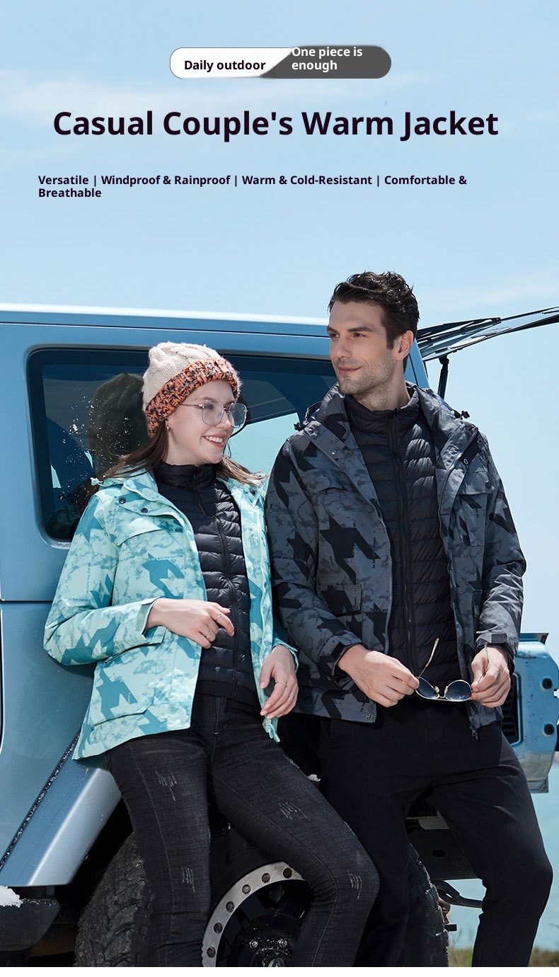 ActiveGo New Outdoor Down Tre in Uno 0,05 kg Set di Pezzi Giacca Invernale Uomo e Donna Tuta da Alpinismo Cappotto Staccabile_voghion.com