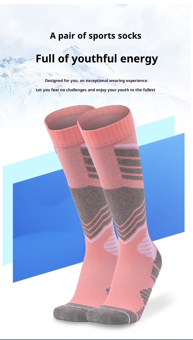 ActiveGo ActiveGo Two Wolves Cross-Border Women's Ski Sports Thickened Hiking Towel Bottom Sweat-Absorbing Warm Long Tube Socks_voghion.com