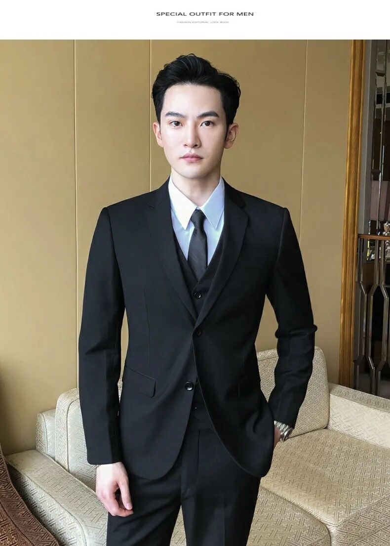 Completo da uomo in stile coreano, giacca, uniforme di gruppo, sposo, sposo, matrimonio, business, professionale, formale, piccolo abito per uomo_voghion.com