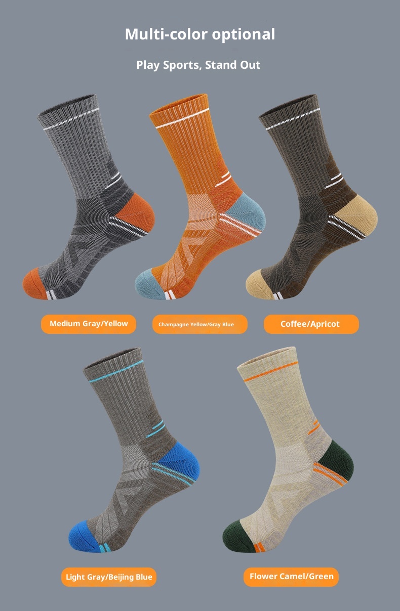 Calzini da trekking unisex ActiveGo ActiveGo Merino Wool Mid-Calf Warm Snow Professional Ski Antiscivolo Assorbimento del sudore Fondo in asciugamano_voghion.com