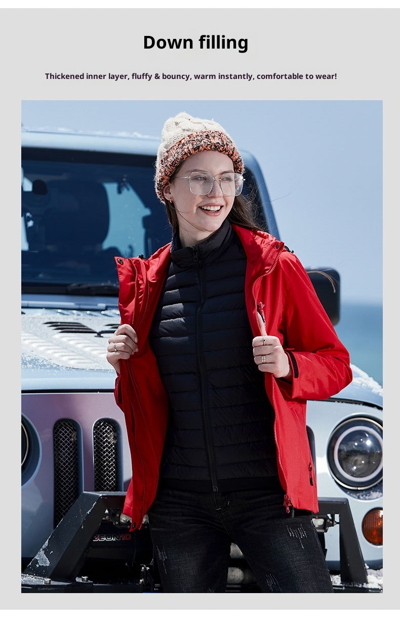 ActiveGo New Outdoor Down Tre in Uno 0,05 kg Set di Pezzi Giacca Invernale Uomo e Donna Tuta da Alpinismo Cappotto Staccabile_voghion.com