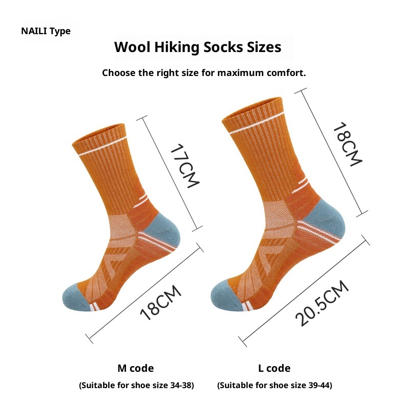 Calzini da trekking unisex ActiveGo ActiveGo Merino Wool Mid-Calf Warm Snow Professional Ski Antiscivolo Assorbimento del sudore Fondo in asciugamano_voghion.com