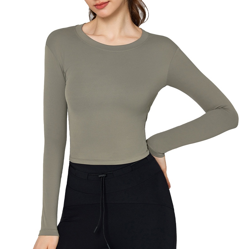 ActiveGo Autumn And Winter New Long-Sleeve Yoga Shirt For Women With Chest Pads, Sexy Back, Outdoor Running, Breathable Fitness_voghion.com