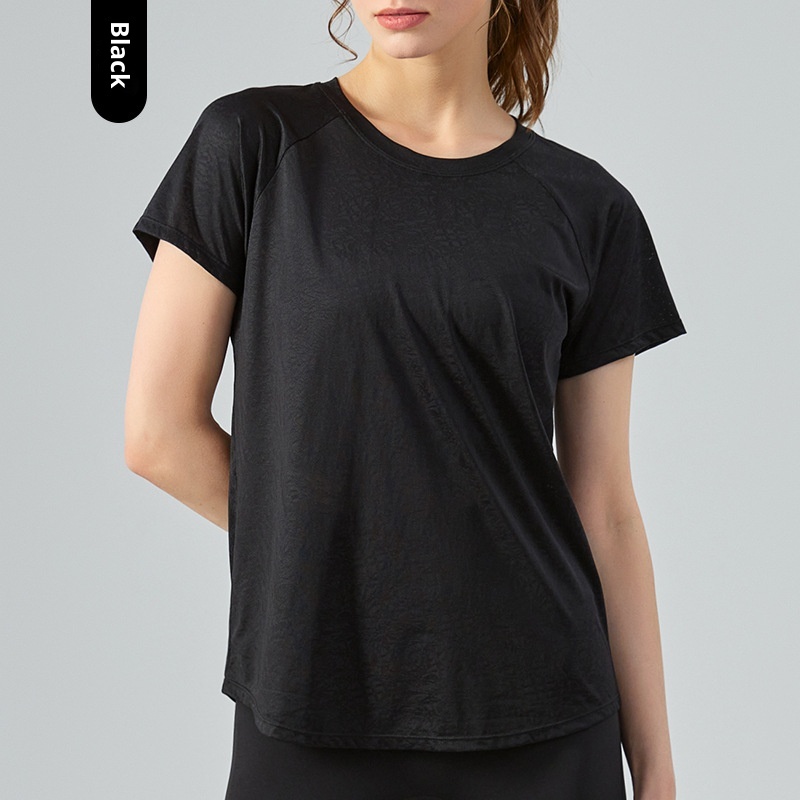 Haut ActiveGo printemps-été extérieur en jacquard jade fendu dans le dos, idéal pour le sport, le fitness et le yoga. Parfait pour les femmes._voghion.com