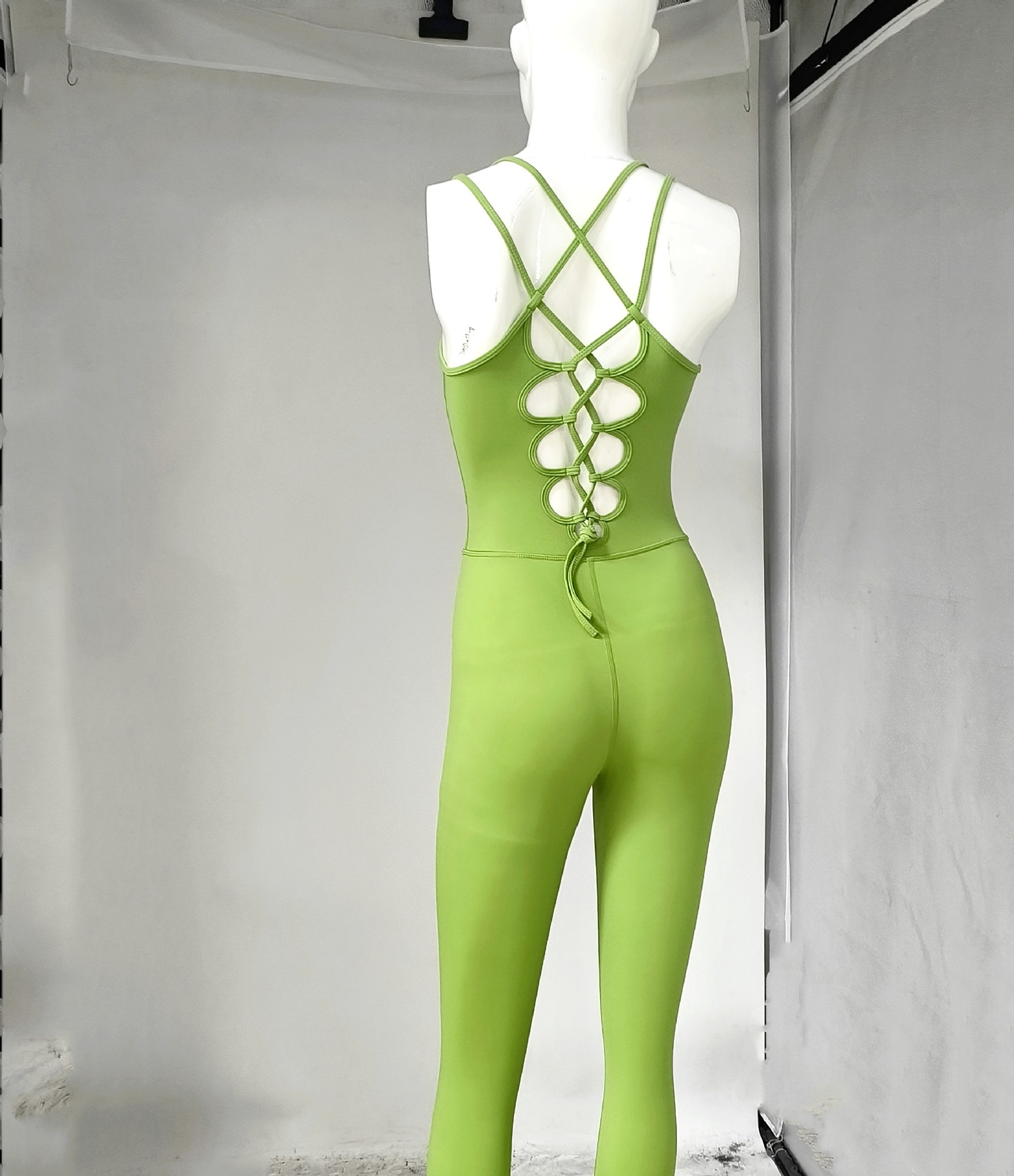 ActiveGo Fashion Tie Cross Back Yoga Fitness One-Piece Jumpsuit Aerial Dance Outfit Outdoor Sports Backless_voghion.com