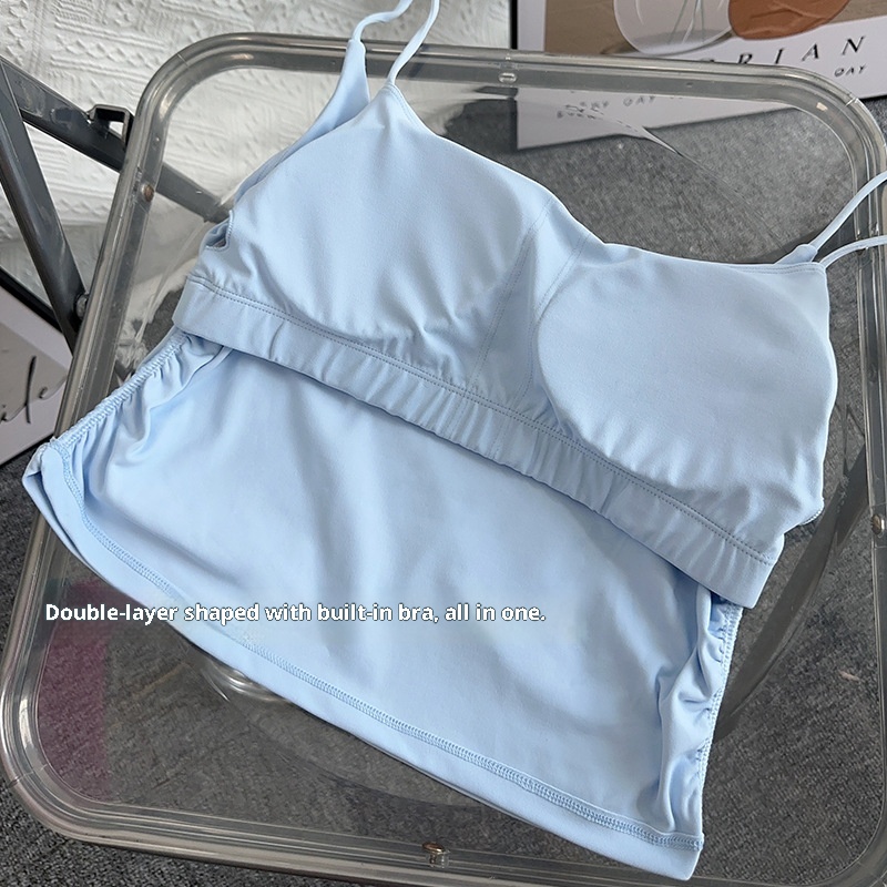 ActiveGo Nude Feel Trendy Ruched Backless Strap Yoga Bra For Women Pilates Running Outdoor Sports Fitness Vest_voghion.com