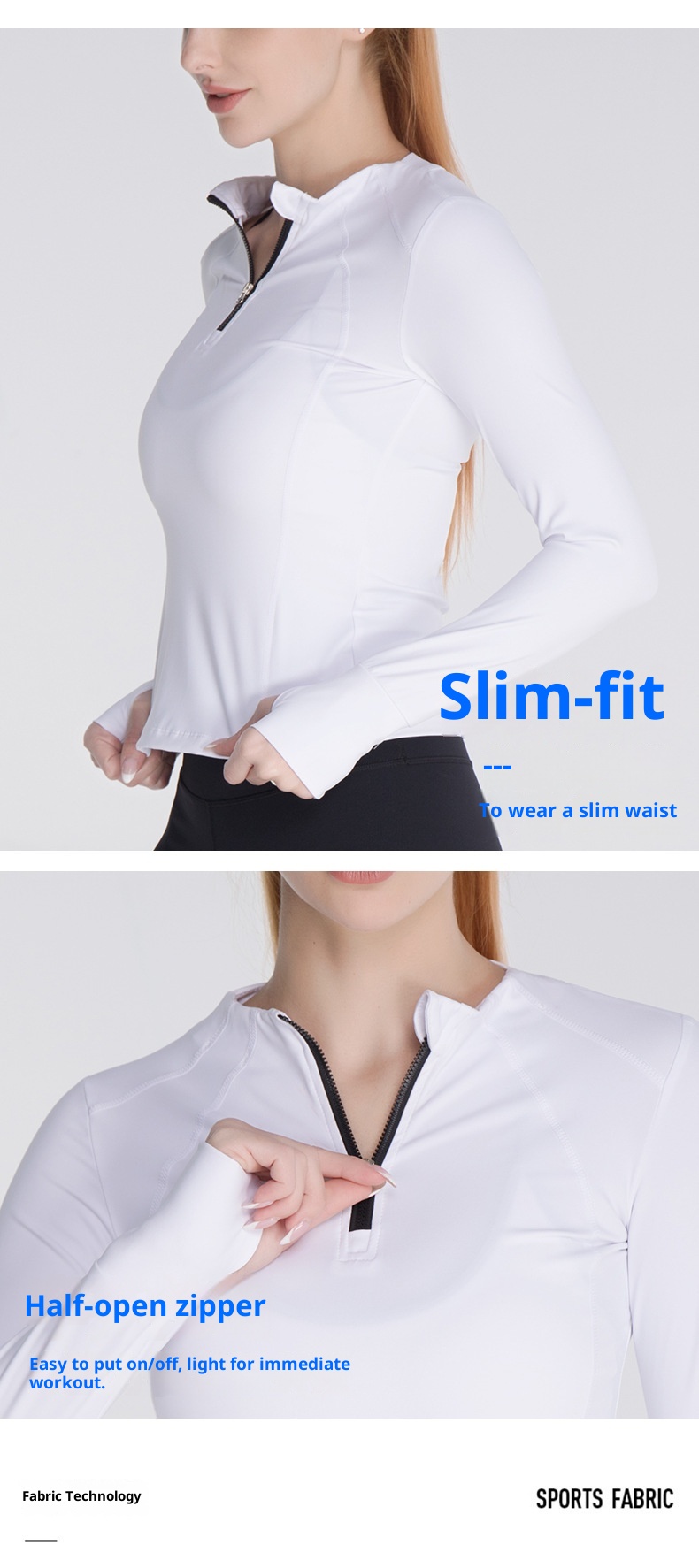 Veste de sport d'extérieur ActiveGo automne-hiver pour femme, coupe ajustée, fermeture éclair, manches longues, séchage rapide, idéale pour le fitness, la course à pied et le yoga (export)_voghion.com