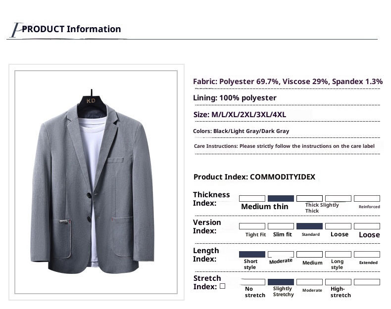 Erkekler İçin 1 Takım Elbise Ceket, Sonbahar ve Kış Yeni Stili, Erkek İş Gündelik Yün Takım Elbise, Düz Renk Kore Versiyonu Yün_voghion.com