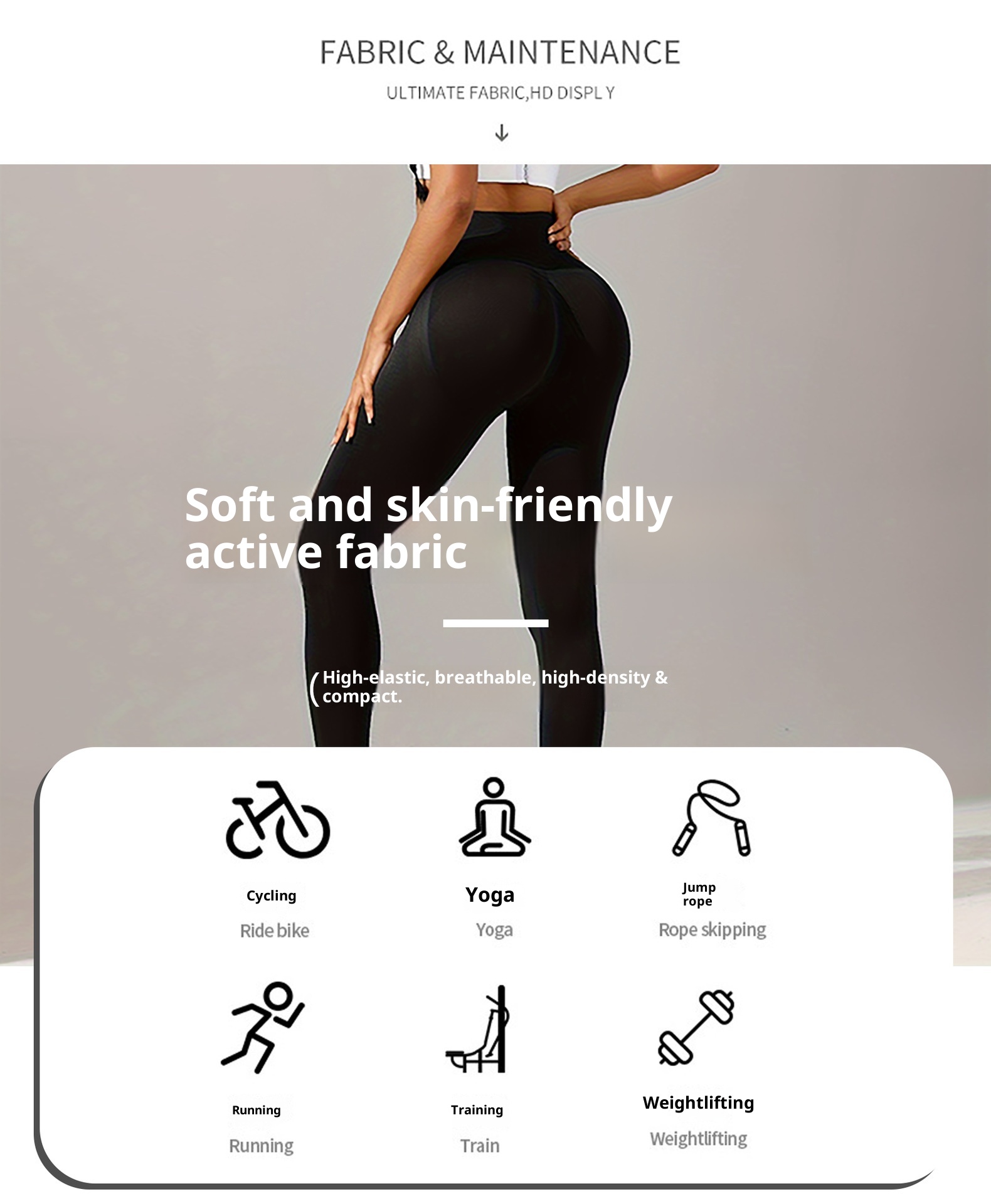 Pantalon de yoga ActiveGo Cro-Border Wear taille haute, effet push-up, pour femme, idéal pour le sport et l'entraînement en extérieur._voghion.com