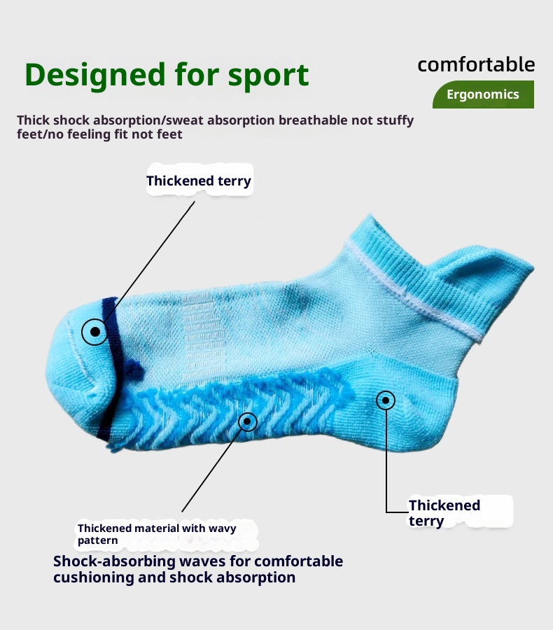 ActiveGo ActiveGo Marathon Running Quick-Dry Towel Bottom Sports Anti-Friction Sweat-Absorbing Short Tube Outdoor Hiking Socks_voghion.com