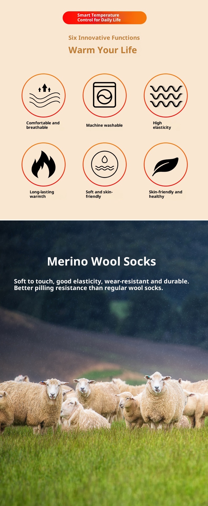 ActiveGo ActiveGo Calzini da uomo in lana merino, spessi, caldi, per escursionismo, sci, sport, alpinismo, neve_voghion.com