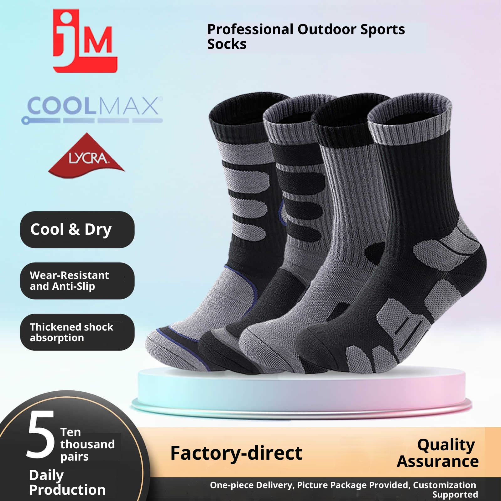ActiveGo ActiveGo Junmeilong COOLMAX Cool Outdoor Sports Breathable Thickened Hiking Dry And Comfortable Trail Trekking Socks_voghion.com