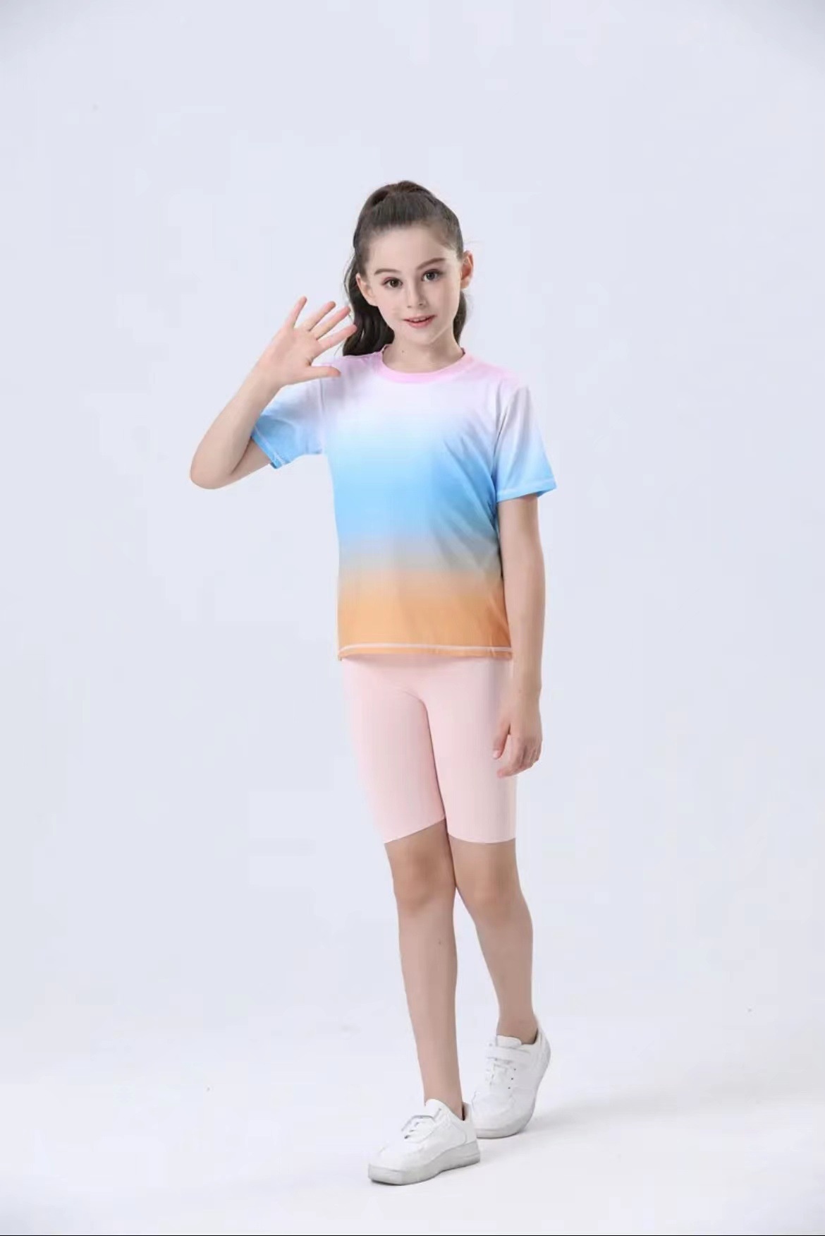 ActiveGo Summer Thin Girls Children Ice Silk Short Sleeve Quick-Drying Breathable Yoga Outdoor Casual Sports Training Fitness_voghion.com