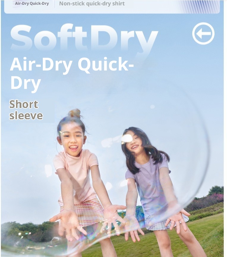 ActiveGo Summer Thin Girls Children Ice Silk Short Sleeve Quick-Drying Breathable Yoga Outdoor Casual Sports Training Fitness_voghion.com