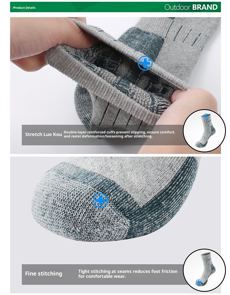 ActiveGo ActiveGo SANTO Men's Hiking Thickened Warm Outdoor Trekking Sweat-Absorbent Odor-Resistant Running Sports Socks_voghion.com