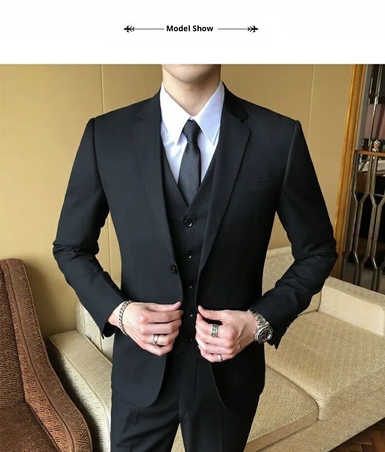 Completo da uomo in stile coreano, giacca, uniforme di gruppo, sposo, sposo, matrimonio, business, professionale, formale, piccolo abito per uomo_voghion.com