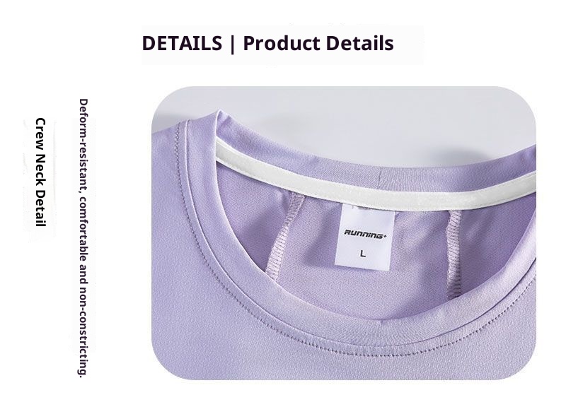 Camiseta deportiva ActiveGo de secado rápido, manga corta, ideal para fitness, fitness, tejido fino de seda de hielo con protección solar, perfecta para yoga al aire libre. Top para mujer._voghion.com