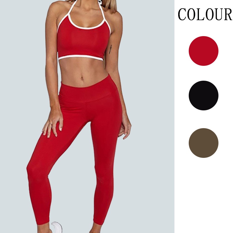 ActiveGo Plus Size Strój do jogi Przyjazny dla skóry stanik sportowy z pięknym tyłem, długie spodnie, do ćwiczeń na świeżym powietrzu, dwuczęściowy_voghion.com