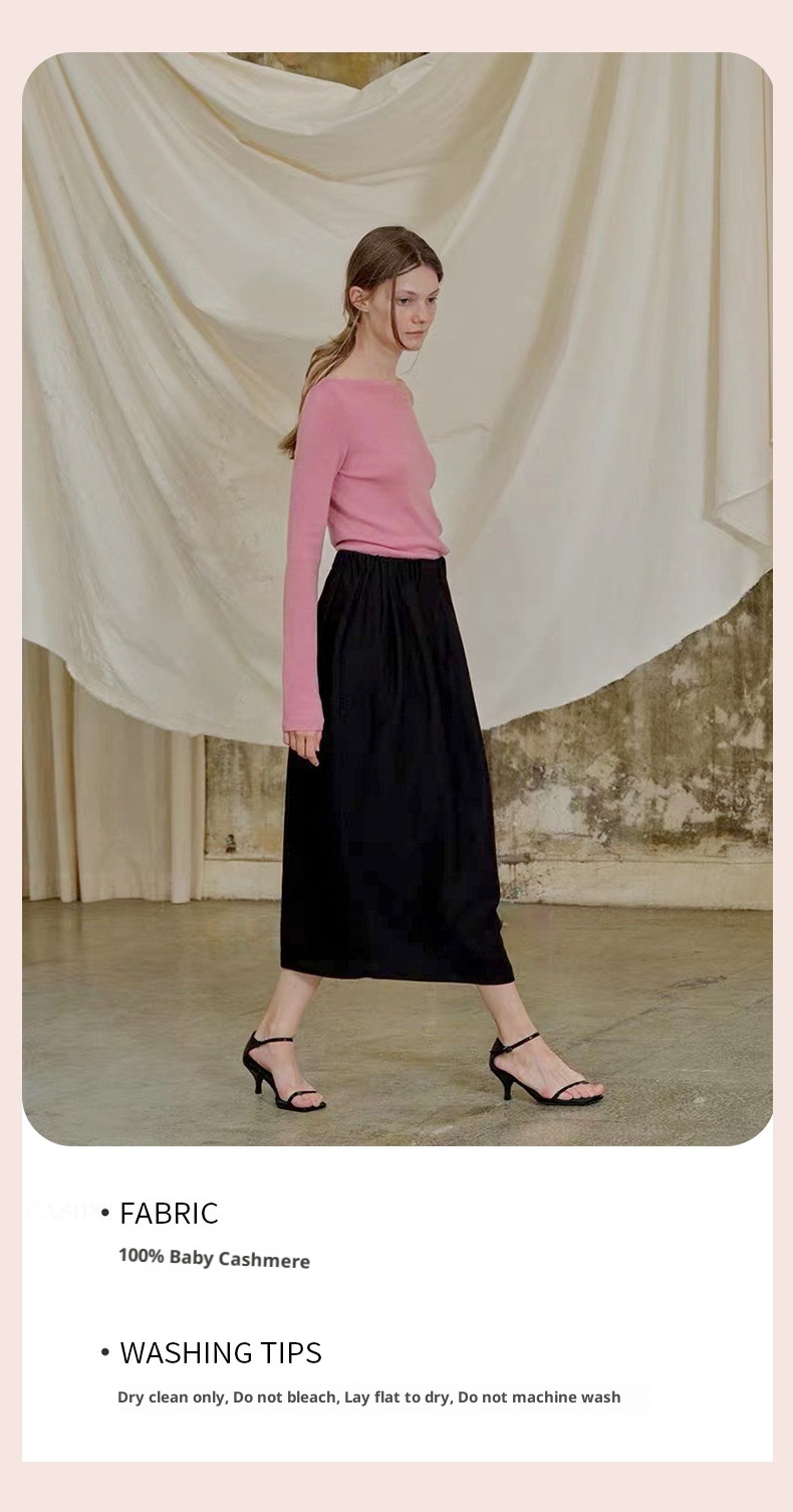 GraceChic GraceChic GraceChic Women's Wool Knit Sweater Blended Autumn Winter New Drop Shoulder Off-Shoulder Asymmetric Design Waist-Cinching Slim Fit_voghion.com