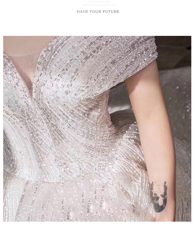 GraceChic GraceChic 2025 New Main Wedding Dress Bride Off-Shoulder Slimming French Hepburn Elegant Starry Sky Train Dreamy Internet_voghion.com