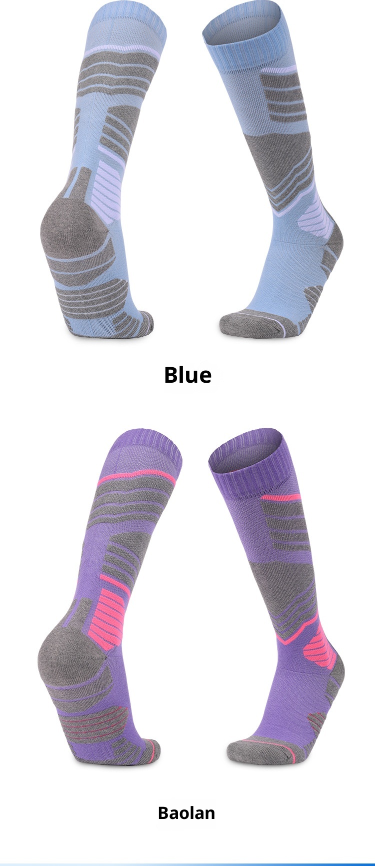 ActiveGo ActiveGo Two Wolves Cross-Border Women's Ski Sports Thickened Hiking Towel Bottom Sweat-Absorbing Warm Long Tube Socks_voghion.com