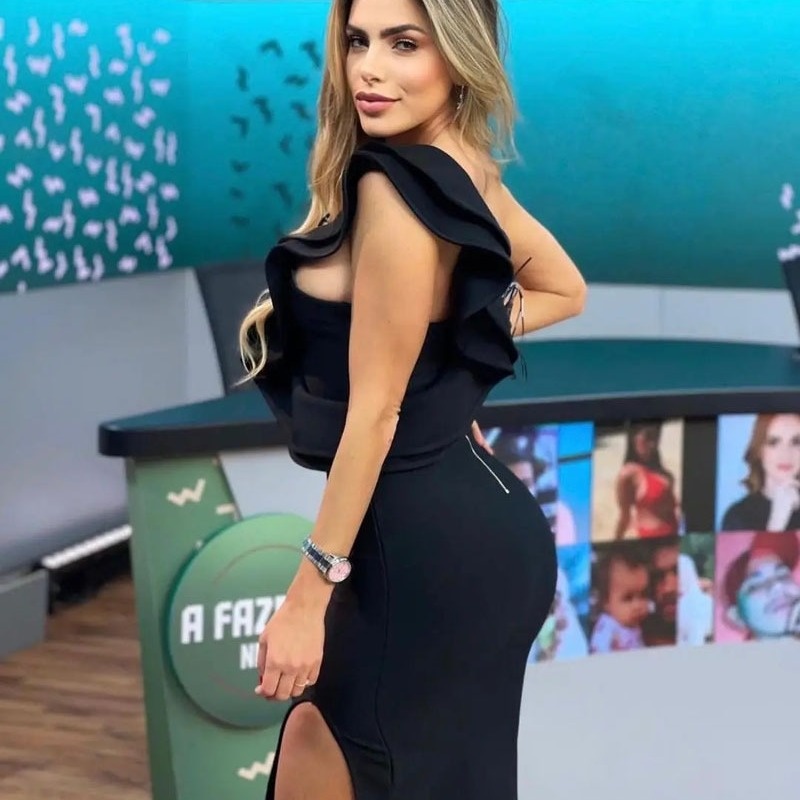 GraceChic GraceChic Bodycon Cross-Border Slim Fit Bandage Design Sense Foreign Trade Ins Women Winter Dress European And American Style_voghion.com