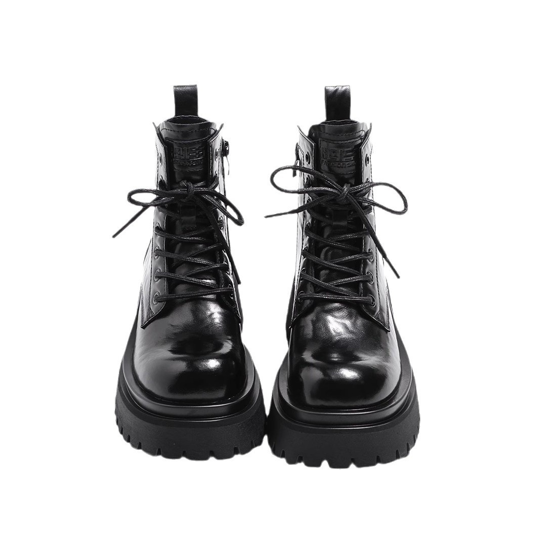 ShoeVault Genuine Leather Martin For Women, Thick Sole, Height Increasing, Chunky Heel, Short Winter New Style, Fleece Lined,_voghion.com