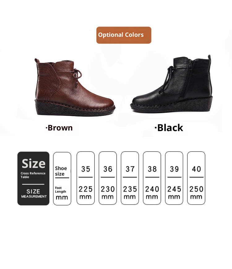 ShoeVault Warm Short For Women Genuine Leather New Wedge Side Zipper Round Toe Retro Shoe Non-Slip Height Increaing Women'_voghion.com