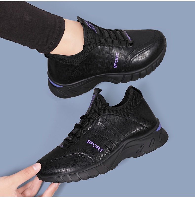 ShoeGlobe Automne-Hiver 2024 - Nouveautés Chaussures Femme Décontractées en Cuir, Semelle Souple, Doublure Polaire, Chaudes et Confortables - Chaussures de Bureau_voghion.com