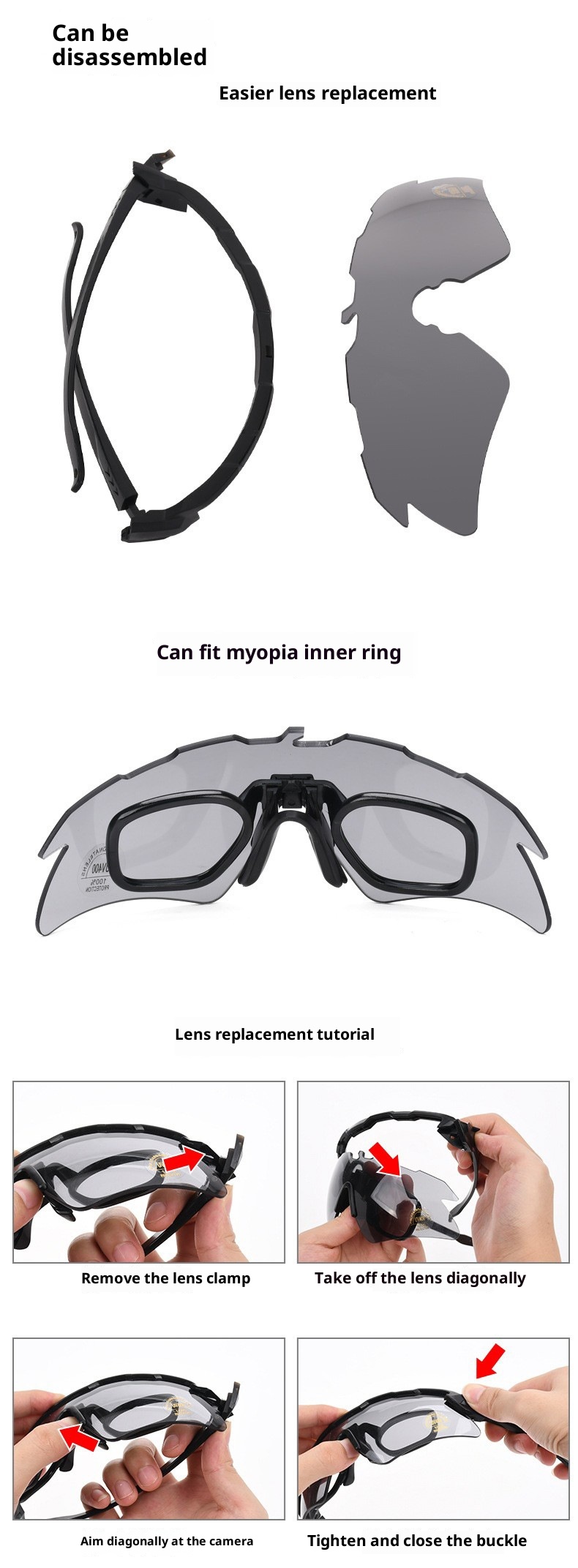 Lunettes tactiques ActiveGo en stock, vente directe d'usine, pour passionnés de tir militaire, CS, cyclisme et activités de plein air, résistantes au vent et aux chocs._voghion.com