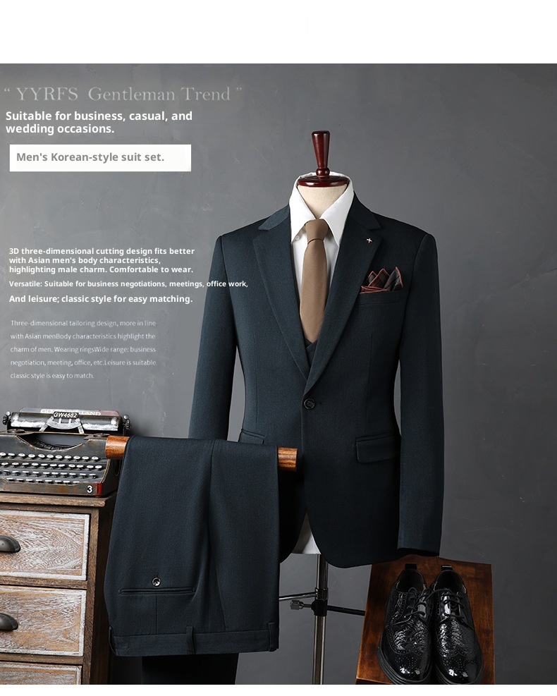 boy Casual Set Men Groom Wedding Business Slim Fit Suit For Work Interview Professional Formal Wear Men's Clothing_voghion.com