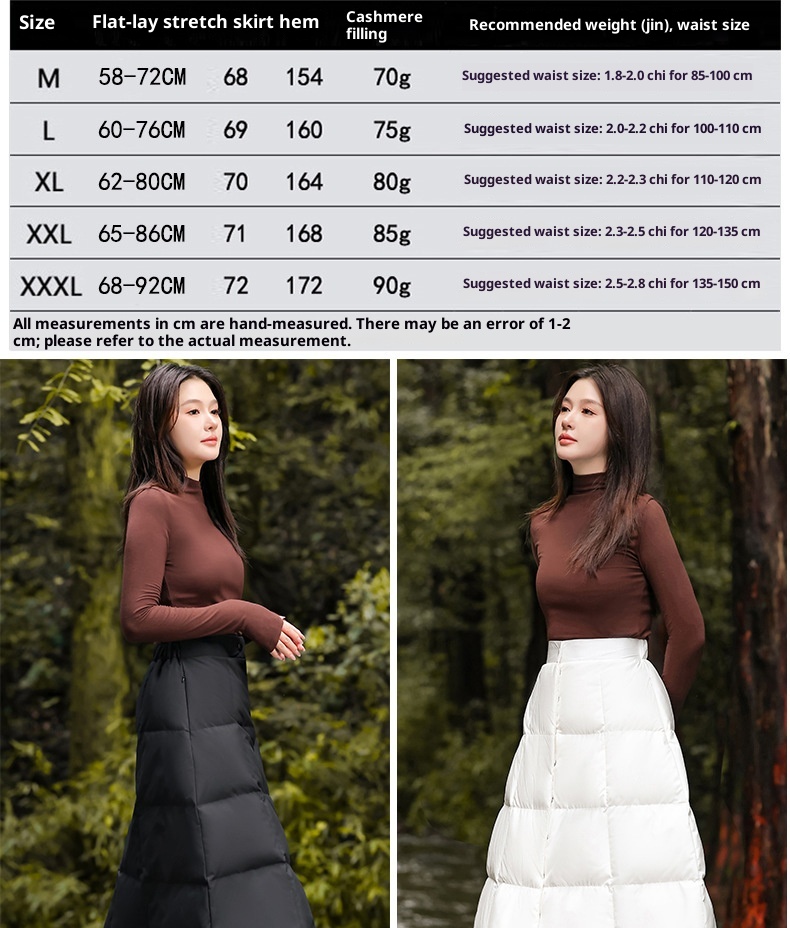 Veste épaisse ChicShe 90 en toile de canard blanche, coupe trapèze, mi-longue, coupe-vent, chaude, idéale pour le cyclisme. Jupe en duvet._voghion.com